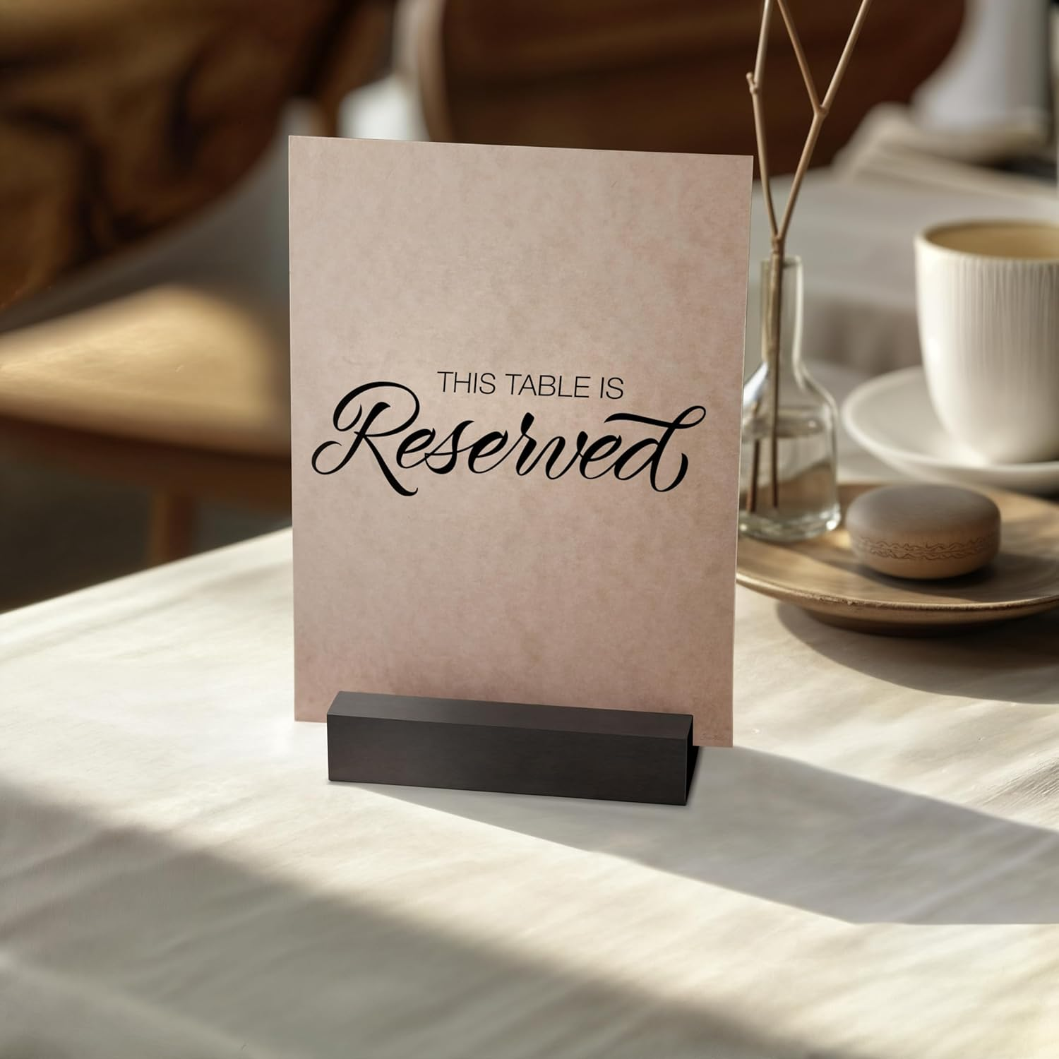 Tidita Place Card Holder 4.7X1.6X1 Acacia Wood-Acrylic Sign Holders - Table Card Display Stands, Perfect for Table Number Signs, Wedding Party Events - Acrylic Sign NOT Included (Pack 20 Black Color)