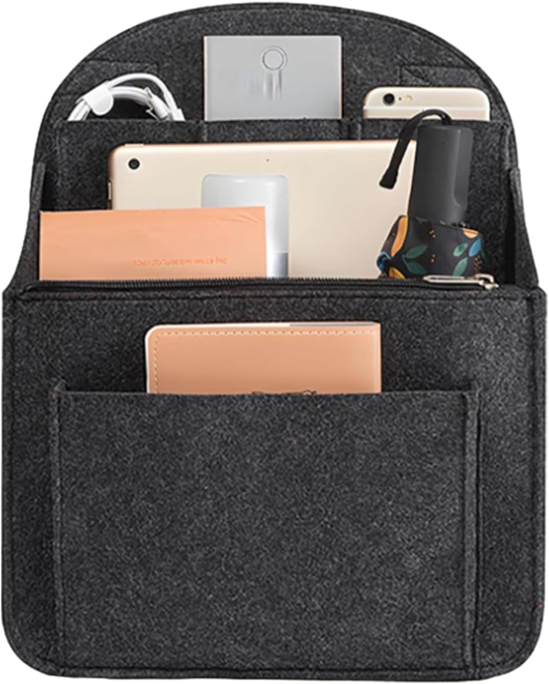 -Organizer, Insert Organizer | Felt Storage Bag Wallet Organizer,Travel Backpack Insert,Multi-Pocket Organizer Liner for Shoulder Bag image number 2