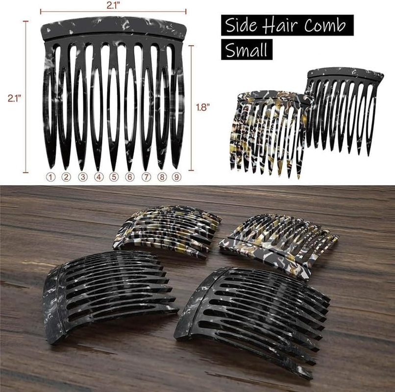 MIVES French Hair Twist Comb, 4Pcs Plastic, Black, Brown Onyx, Women, Medium to Long Hair, Hair Styling Enthusiasts, Female, Formal Occasions, Casual Daily Use image number 5