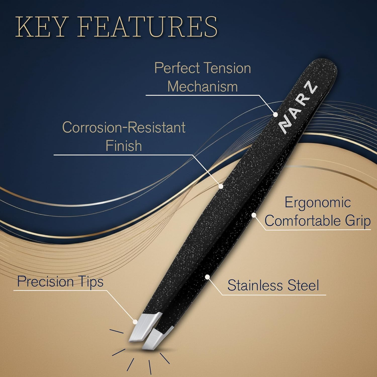 4Pcs Professional Tweezer for Facial Hair Women & Men Stainless Steel Precision Tweezers for Ingrown Hair Tweezers for Men & Women (Shiny Black)