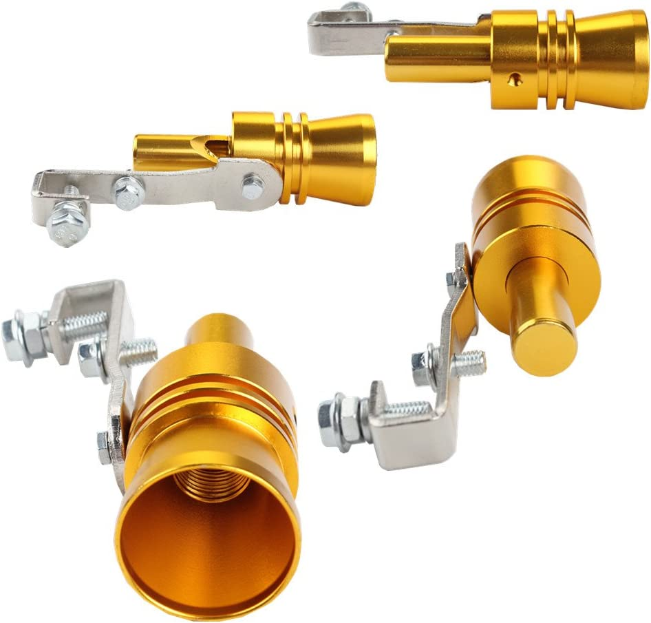 Dewhel Universal Aluminum Turbo Sound Exhaust Muffler Pipe Whistle Car Blow off Valve BOV Tip Simulator Whistler Size XL Silver image number 3