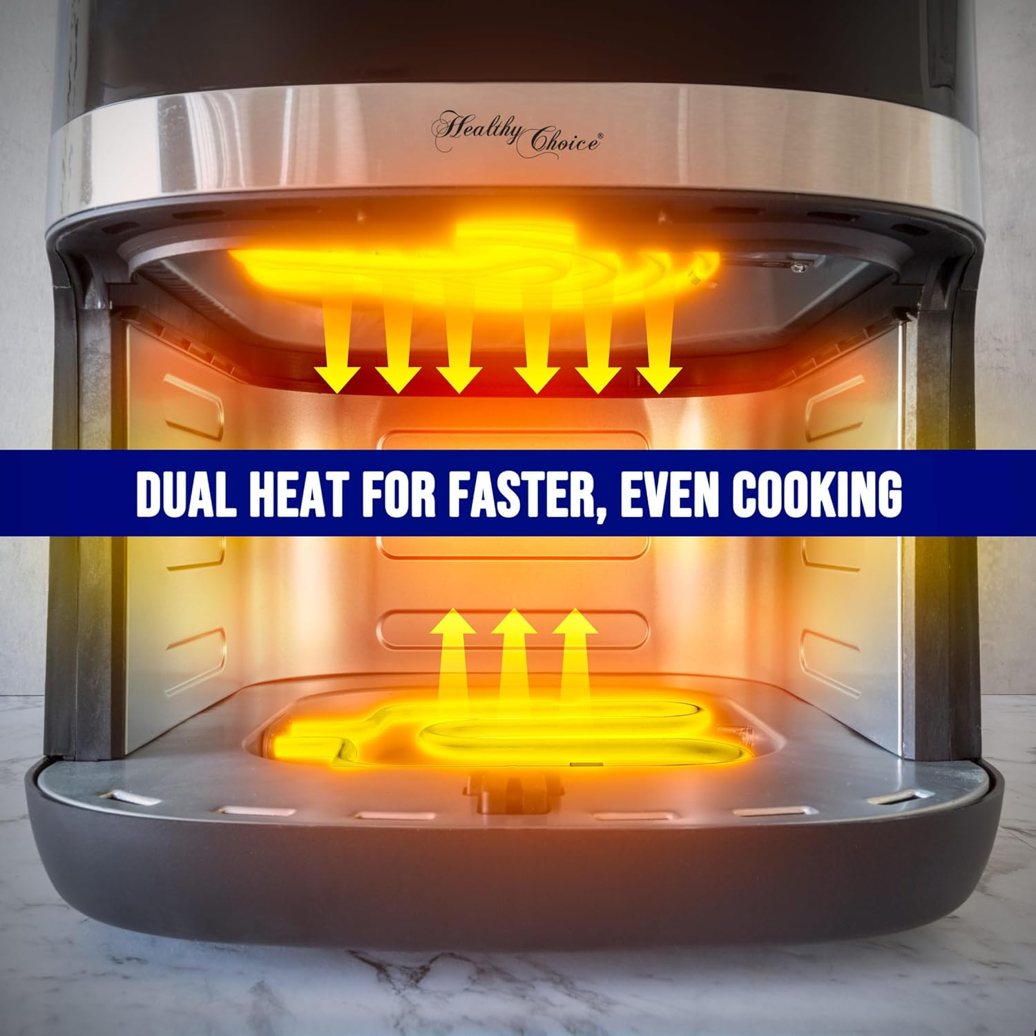 Healthy Choice 7.5L Digital Air Fryer &ndash; Dual Heating Elements, Touchscreen Control, Oil-Free Cooking, Fast and Even Frying, Easy to Clean, Ideal for Healthy Meals
