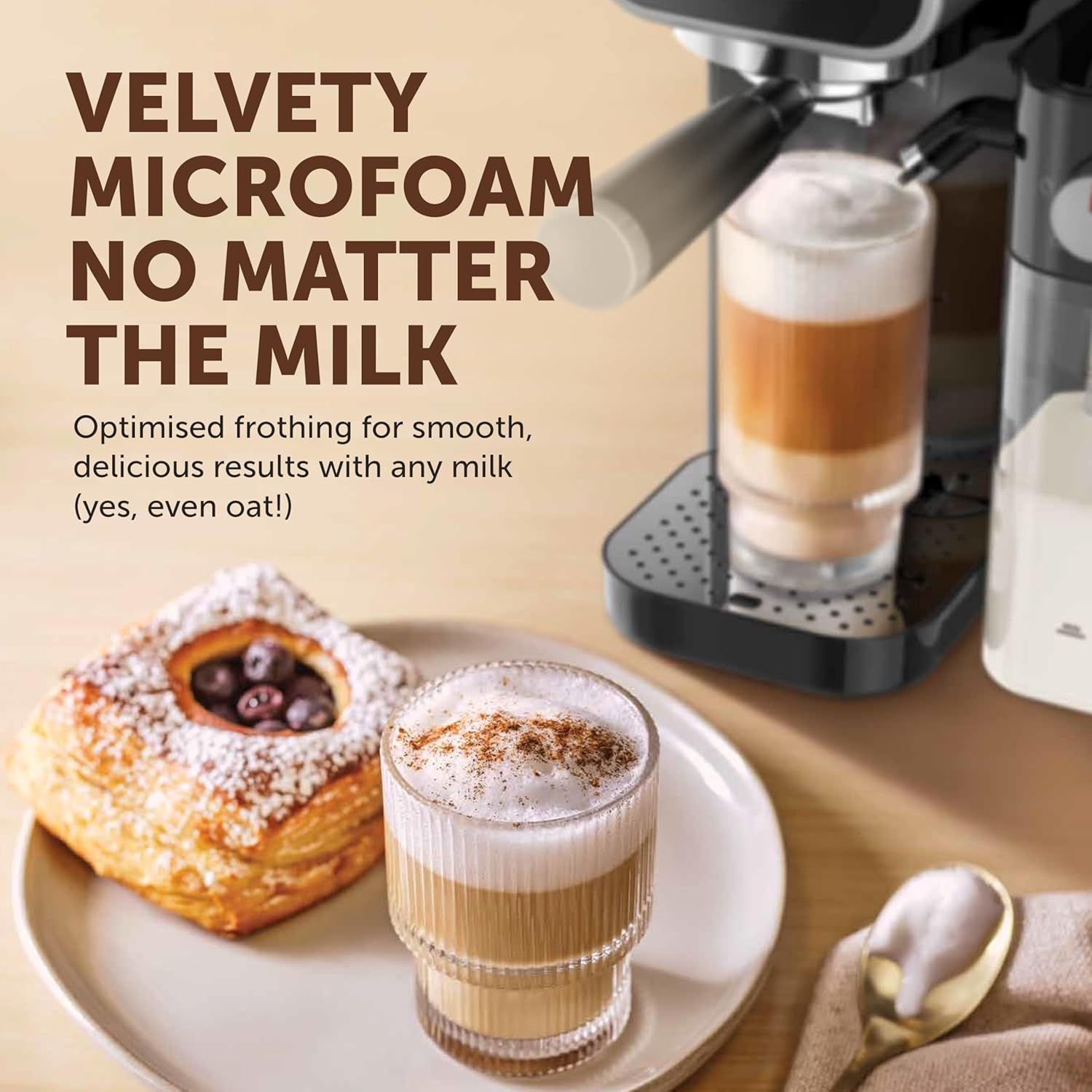 Breville Prima Latte Luxe One Touch Espresso Maker | Espresso Maker, Latte Cappuccino | Italian 19 Bar Pump | Automatic Milk Frother | Compatible with ESE Coffee Capsules | Black image number 3