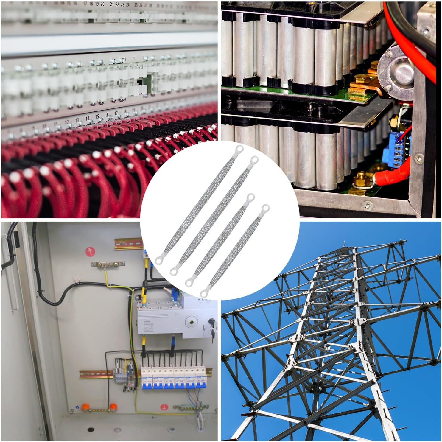 10Pcs Universal Automotive Ground Straps, 10/12 Inch Engine Ground Strap Kit Braided Copper Ground Straps Automotive Ground Strap Wire Ground Strap Connectors for Most Cars (Silver)