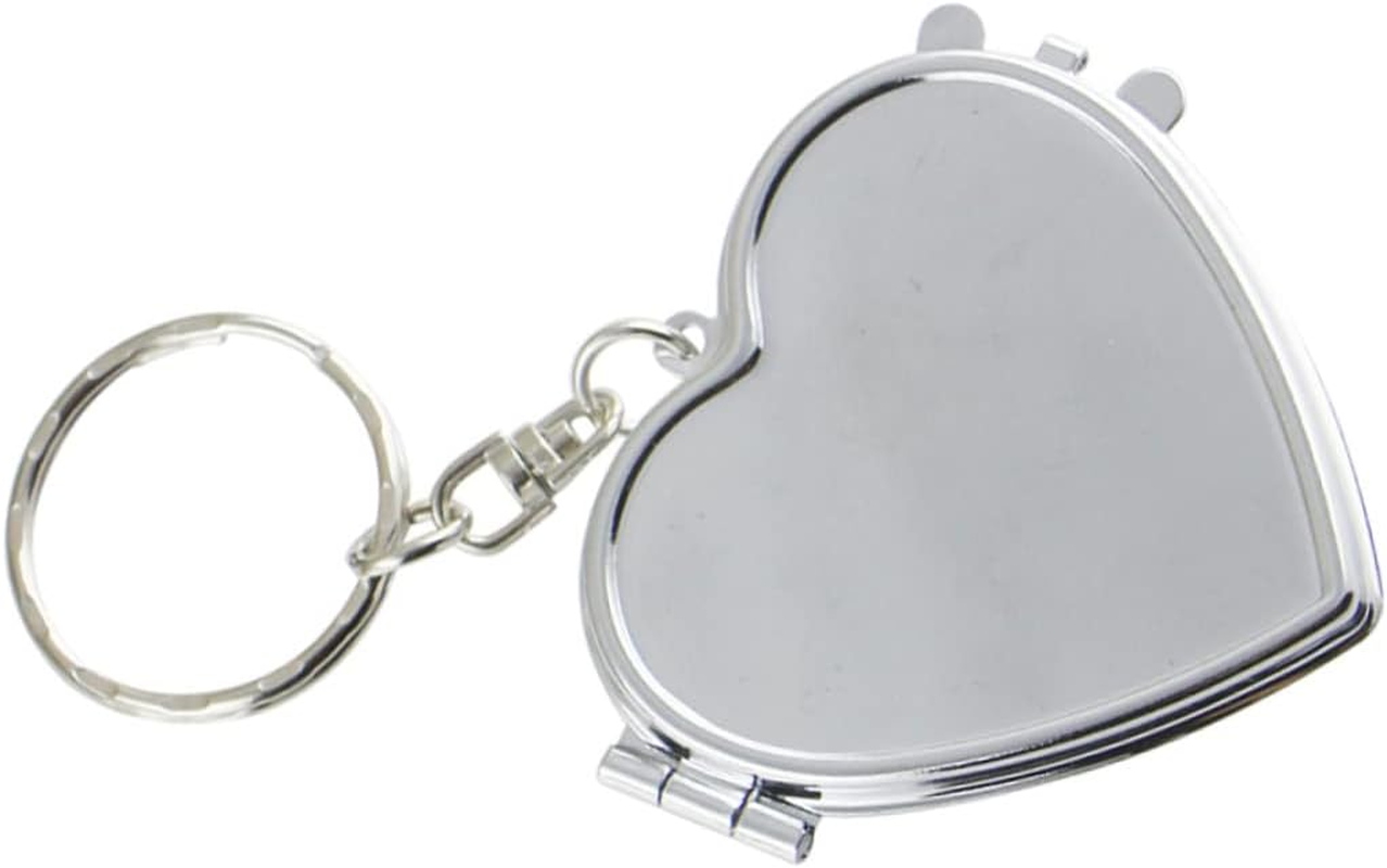 Ibasenice 2Pcs Mini Mirror Keychain Cosmetic Mirror Keychain Double-Sided Folding Makeup Keyring Pocket Vintage Portable Key Chain Accessories Compact Light image number 4