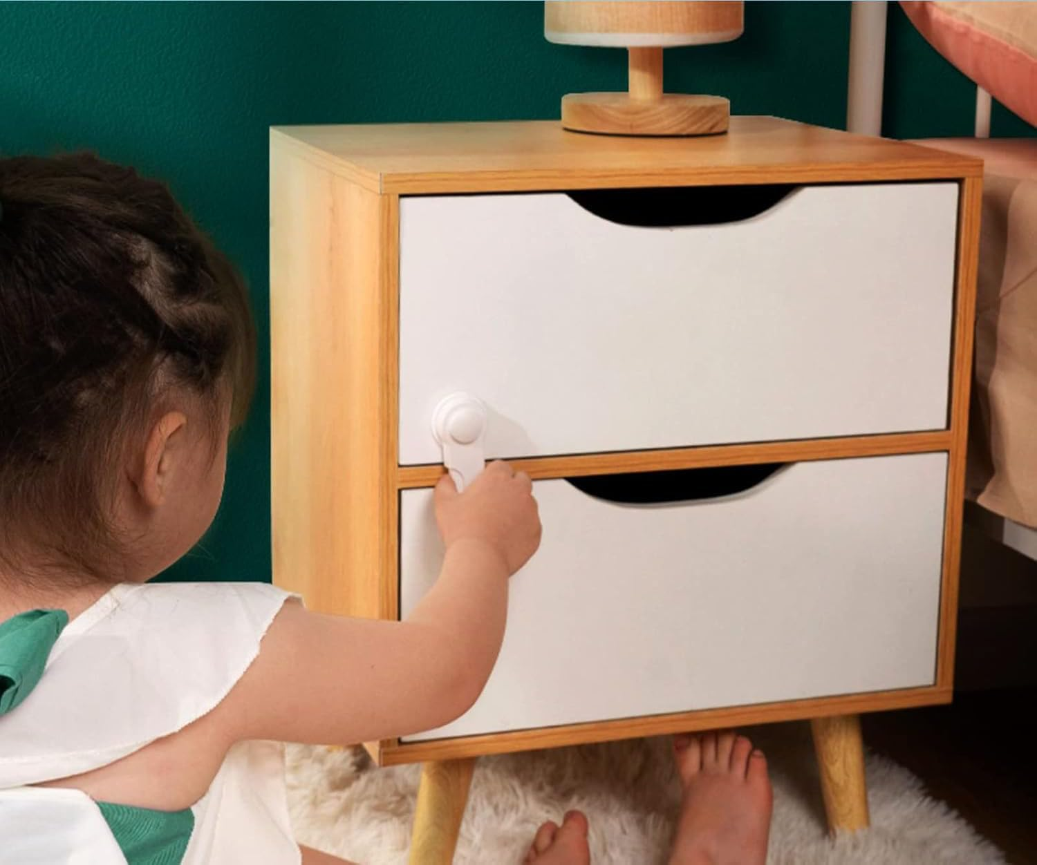 WADY 14 Pack Cabinet Locks for Babies, Child Proof Cabinet Locks, Child Safety Locks Drawer Locks Baby Proofing Baby Cabinet Safety Latches Kitchen System with Strong Adhesive Tape (White) image number 5