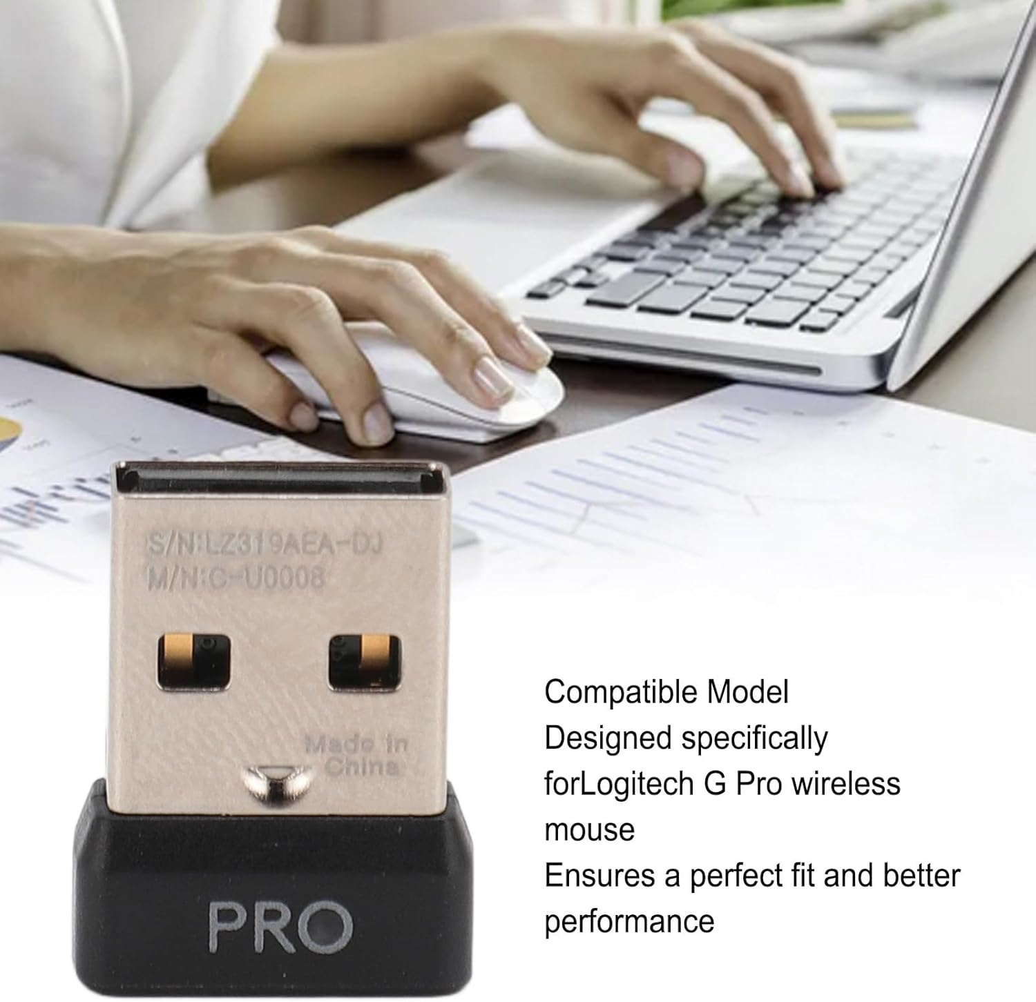 ASHATA USB Dongle Mouse Receiver Adapter for G Pro Wireless Mouse, 2.4G Wireless, Plug and Play image number 5