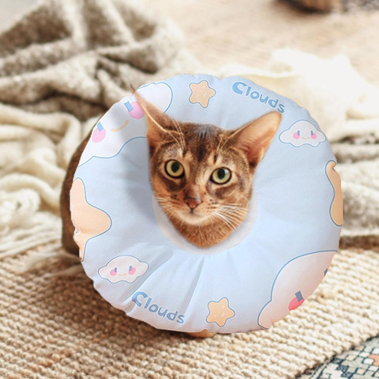 Kitten Cones after Injury | Flexible Waterproof Cat Neck Cone | Cat Soft Cone Collar to Stop Licking and Scratching, Pets Clouds Collar for Cat Kitten Puppy Rabbit Buniq image number 2