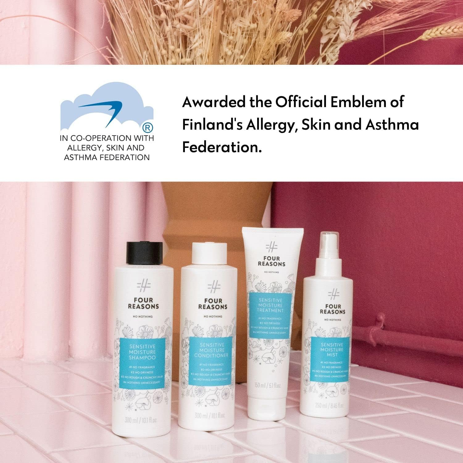 No Nothing Four Reasons Sensitive Moisture Treatment - Fragrance-Free, Moisturising Intensive Treatment - for Dry and Damaged Hair | 100% Vegan | 150 Ml image number 3