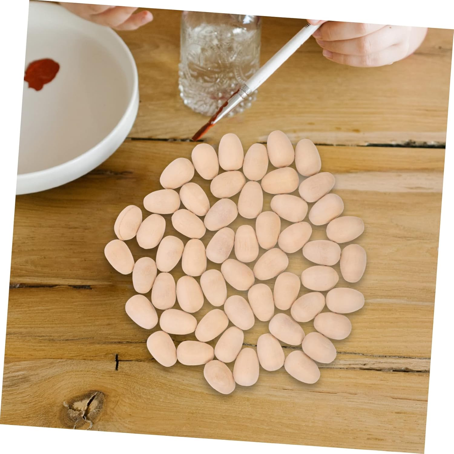 100Pcs Wooden Fake Eggs Easter Decorations Simulation Holder for Party image number 1