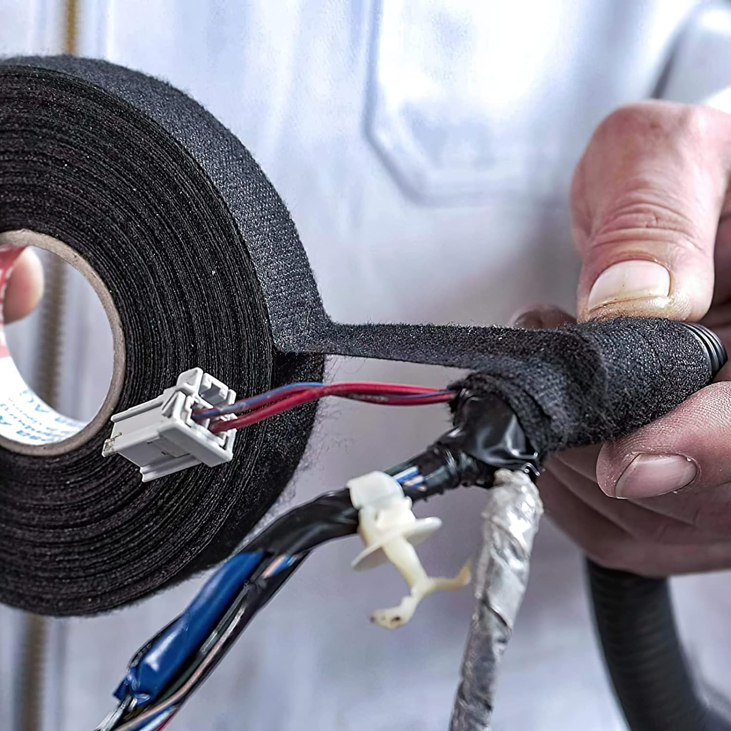 Electrical Tape, 2 Pcs 19Mm*15M High Temp Wiring Harness Tape for Automotive Engine and Electrical Wiring (Black) image number 2