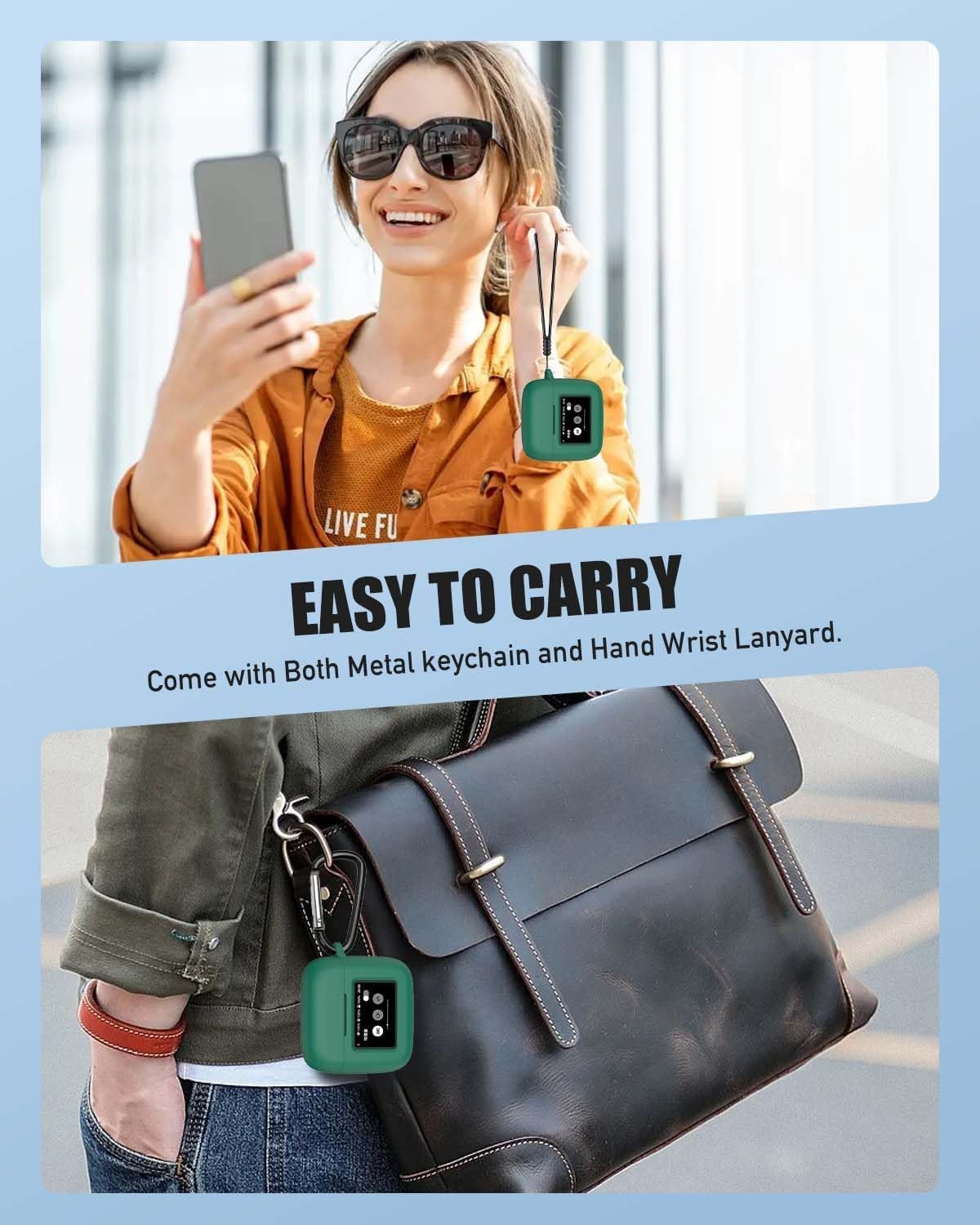 For JBL Tour Pro 3 Case Cover, Protective Silicone Skin Accessories with Keychain& Lanyard and Cleaner Kit for JBL Tour Pro 3 Charging Case, Front LED Visible, Green image number 1