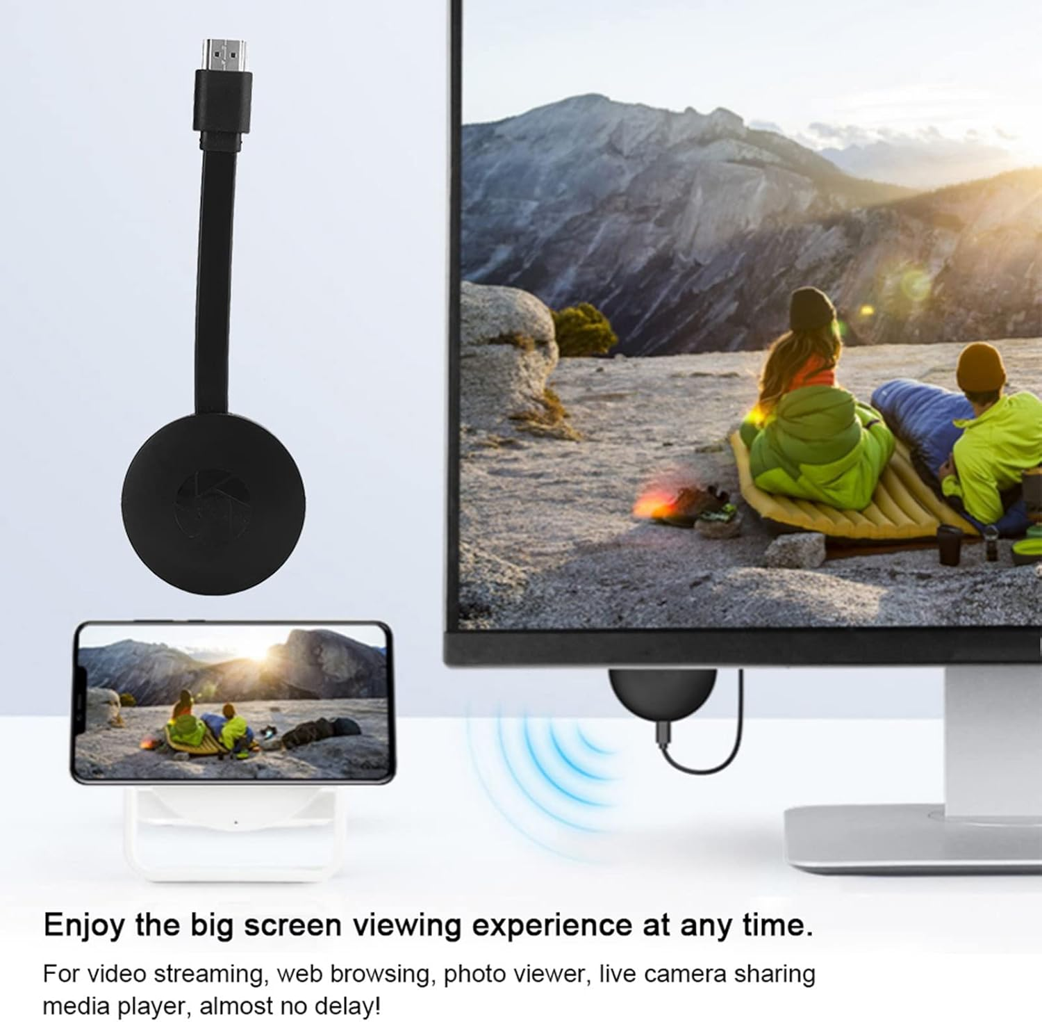 Bewinner Wireless HDMI Display Dongle Adapter, 1080P HDMI Wifi Media Streamer, Miracast & Airplay/Dlna Support, Black image number 3