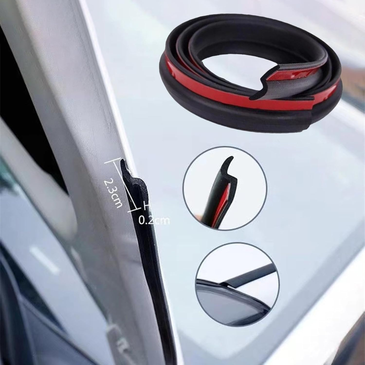 Jicsuxi Car Hood Sealing Strip 13 Ft Automotive Weather Stripping Rubber Seal Strip Black Red image number 2