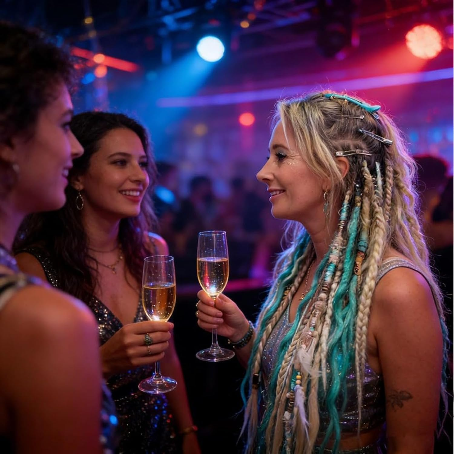 Elastic Dread Ponytail Salty, Boho Dreadlock Hair Extension with Beads, Shell and Charm Details, Easy 1-Minute Clip-In Ponytail Attachment for Festival, Travel & Casual (C) image number 6