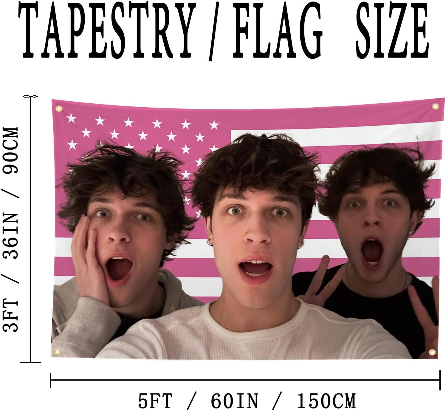 TIMIBUGER Sturniolo Triplets Tapestries 3X5Ft Sturniolo Flag with 4 Brass Grommets Fresh Love Sturniolo Merch image number 3