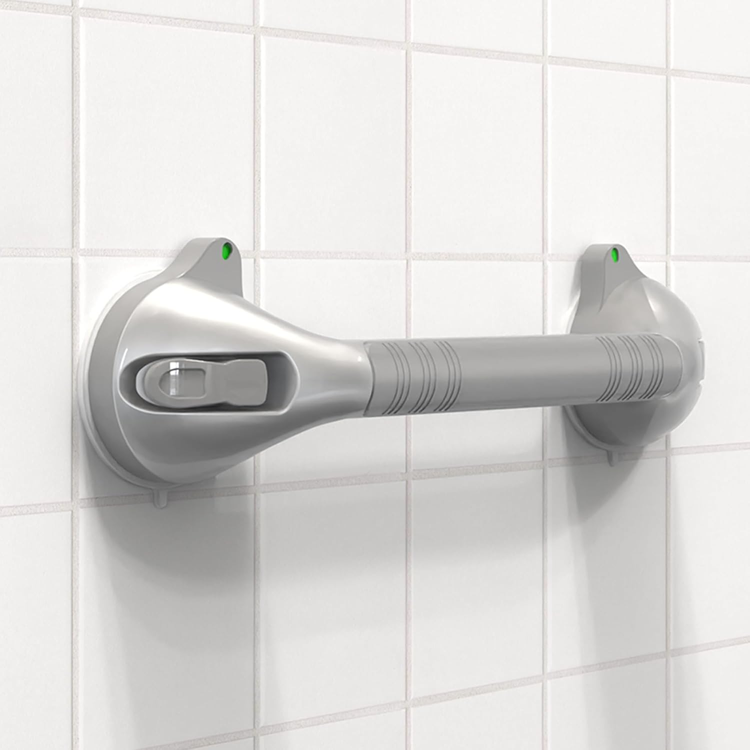 17&ldquo; Suction Shower Grab Bar with Indicators, Tool-Free Installation, Steady Handle for Balance Assist for Bathtub, Toilet, Bathroom, Dual Tone, Silver/Gray 2-Pack image number 6