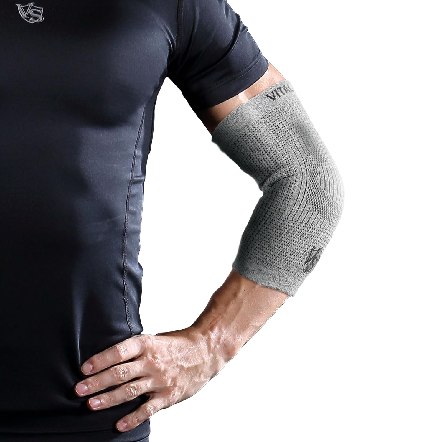 Vital Salveo- Medical Recovery Compression Support Elbow Sleeve/Brace,Germanium & Bamboo Charcoal ,Joint Pain Relief for Tendonitis, Golf, Tennis Elbow , Arthritis, Protection , Athletic, Workouts, Fitness (1 PC) (XXL) image number 4