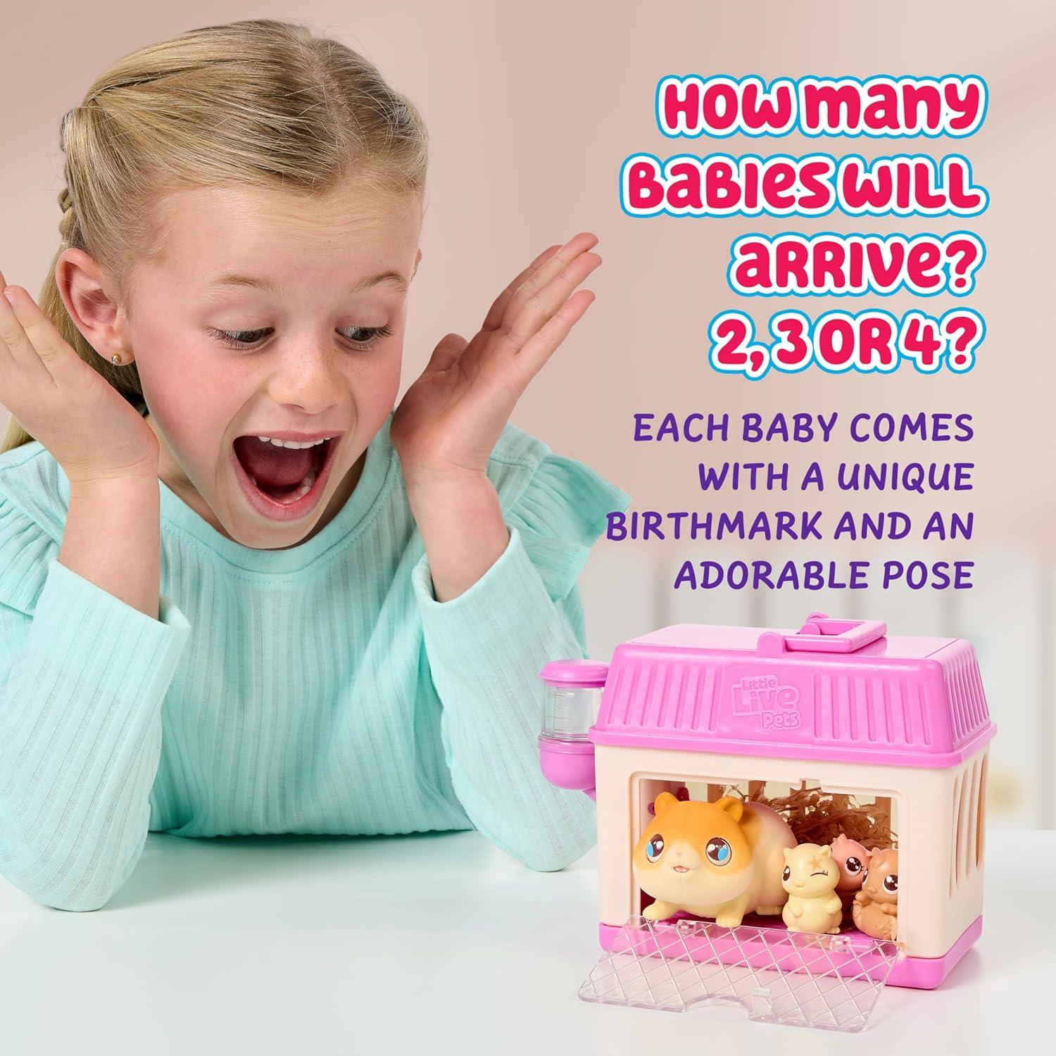 Little Live Pets Mama Surprise Minis Hamster, Care for Your Mama Hamster in Their Hutch to Reveal 2, 3, or 4 Mini Babies image number 4