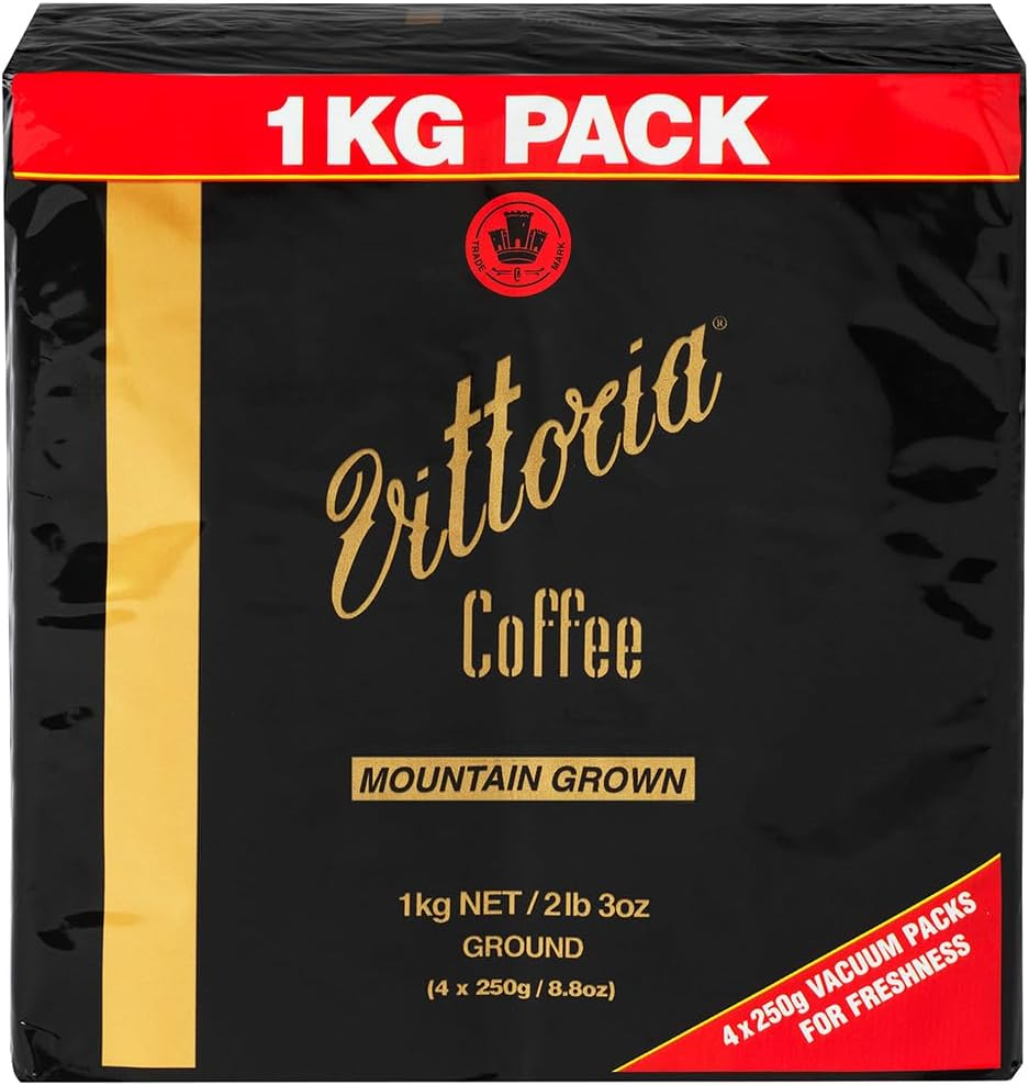 Vittoria Coffee Premium Mountain Grown Ground Coffee - 1Kg (4 X 250G). High Altitude Dark Roasted Coffee Beans, Perfect with Home Filter Machines, Pour Over, Chemex, Plungers. (Packaging May Vary) image number 4