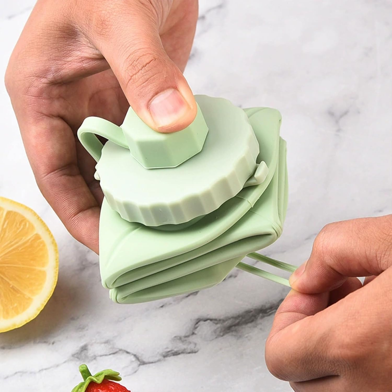 Xolixorium Collapsible Water Bottle for Travel - Double Leak-Proof Foldable Water Bottle with Safety Rope Cap, BPA Free Silicone Bottle for Hiking Sports, Lightweight image number 2