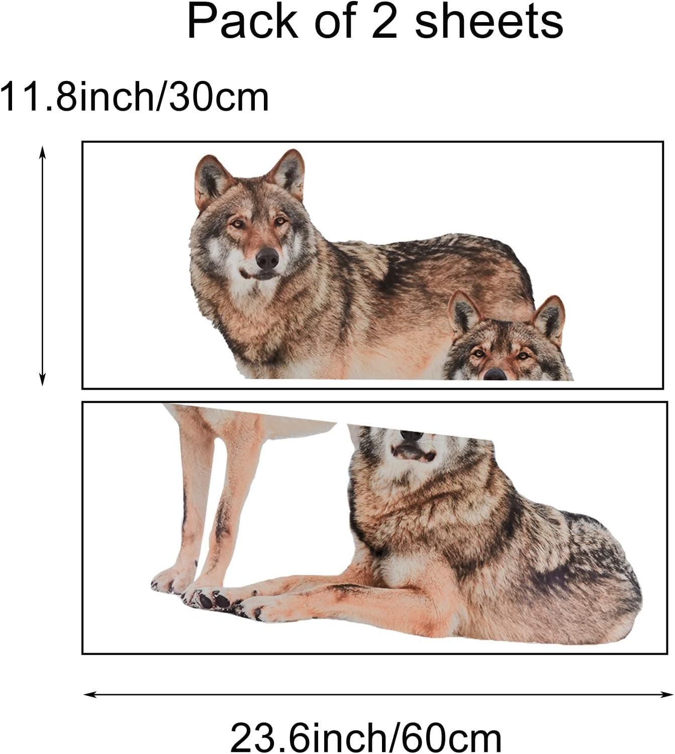 Lifelike Wolf Wall Decal Wild Animal Wall Sticker 27.6X22Inch Removable Self-Adhesive Vinyl Wall Art Decors for Living Room Children Bedroom Nursery Classroom Playroom image number 4