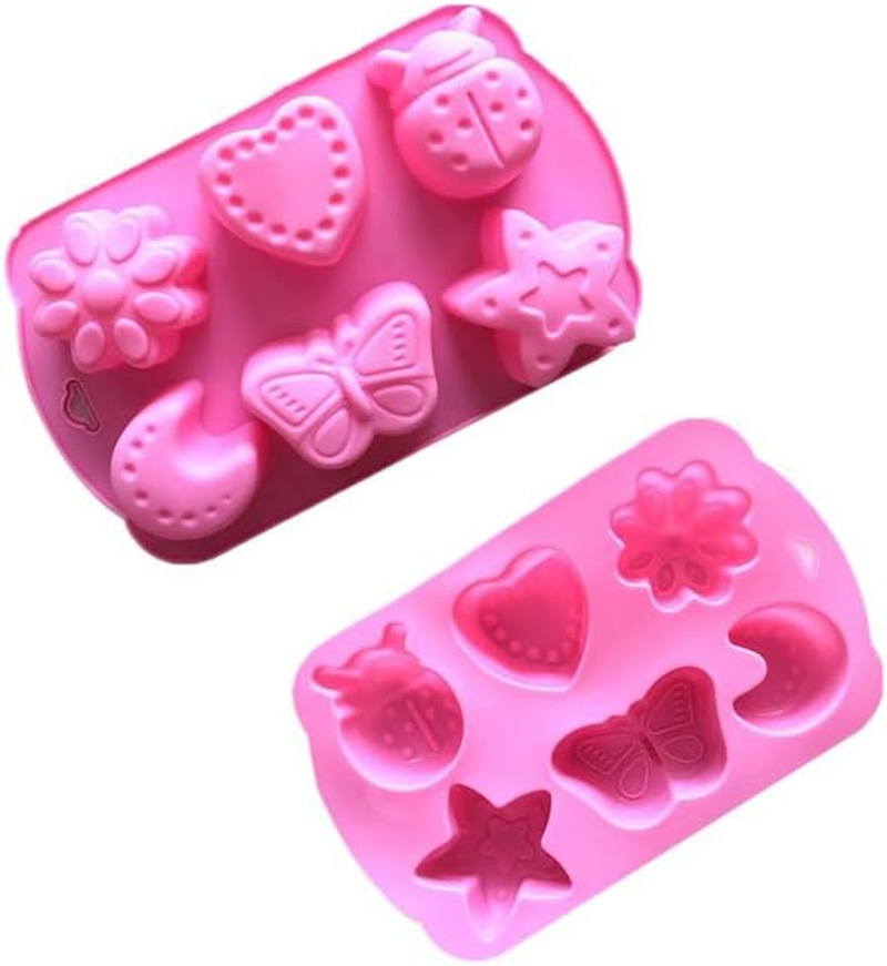 Insects Silicone Candy Mold, 2 Packs 6- Cavity Animal Butterfly Moon Star 3D Bakeware Mold, Nonstick Food Grade Mold for Candies, Chocolate, Ice Cube, Resin Craft (Pink, 16.7 * 10.5Cm) image number 6