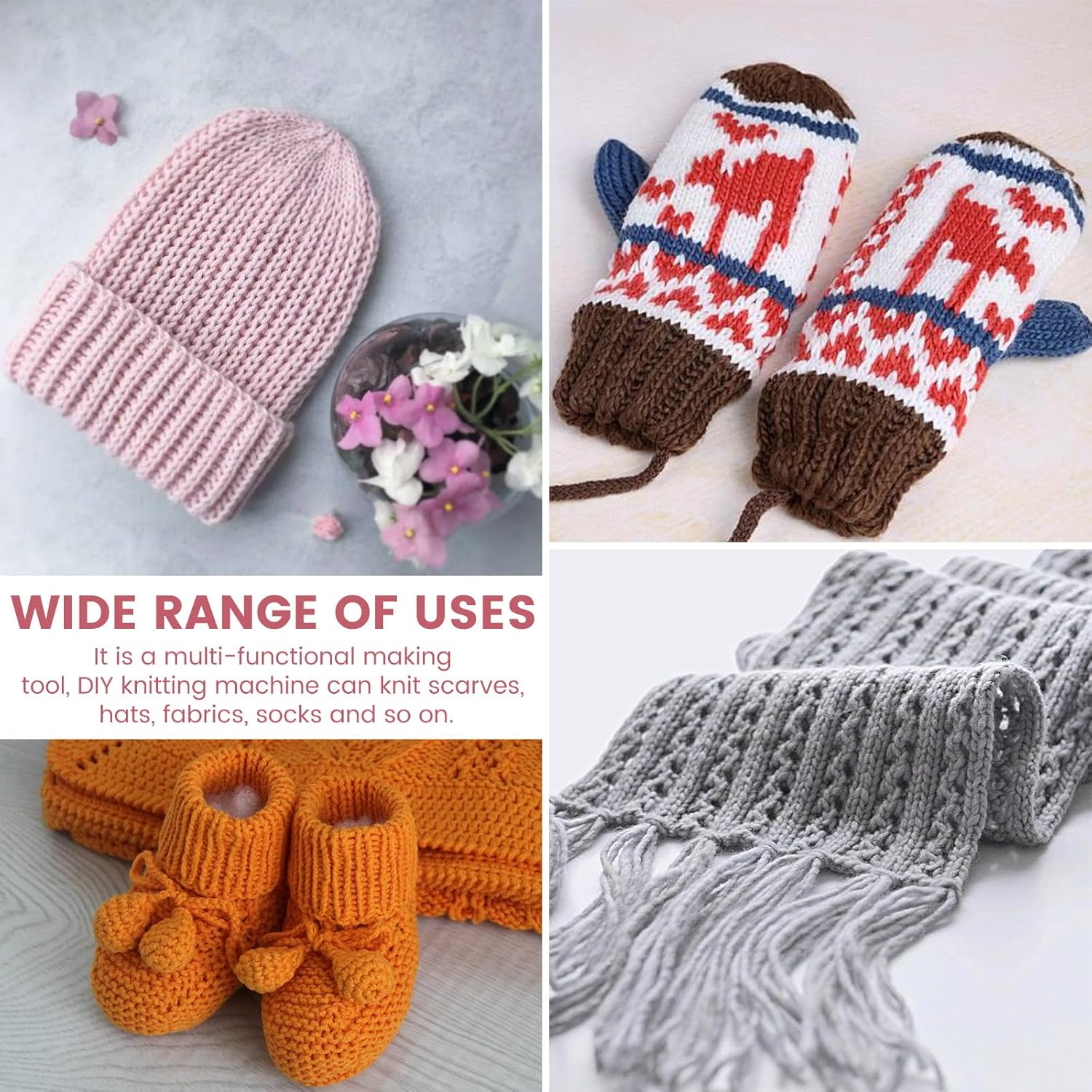 Smart Knitting Machine - 22 Needles Double Knitting Kit with Hand Crank for Beginners and Adults, DIY Scarf and Hat Maker image number 4