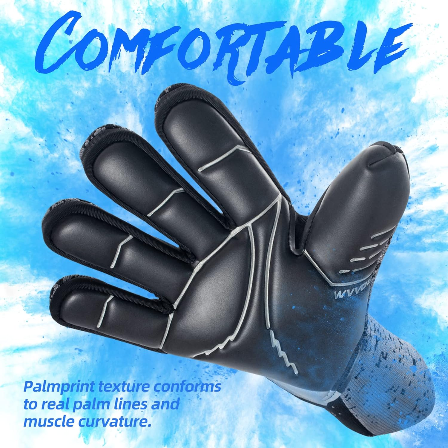 WVVOU Soccer Goalie Gloves Youth Adults, High Performance Goalkeeper Gloves, Breathable Soccer Gloves, 4+3Mm Super Grip for the Toughest Saves image number 4