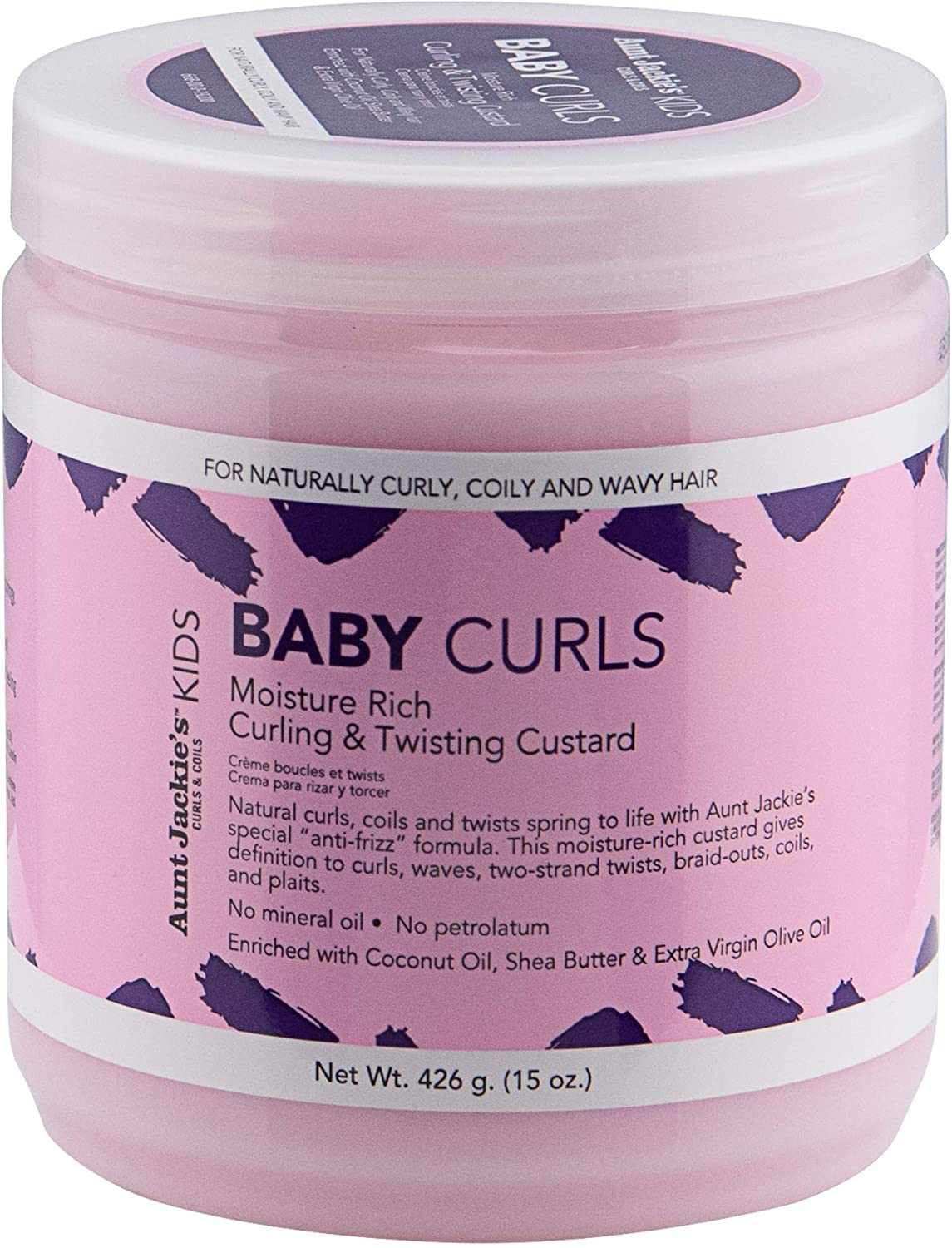 Aunt Jackie'S Girls Baby Girl Curls, Curling and Twisting Custard, Great for Naturally Curly Hair, 15 Ounce Jar