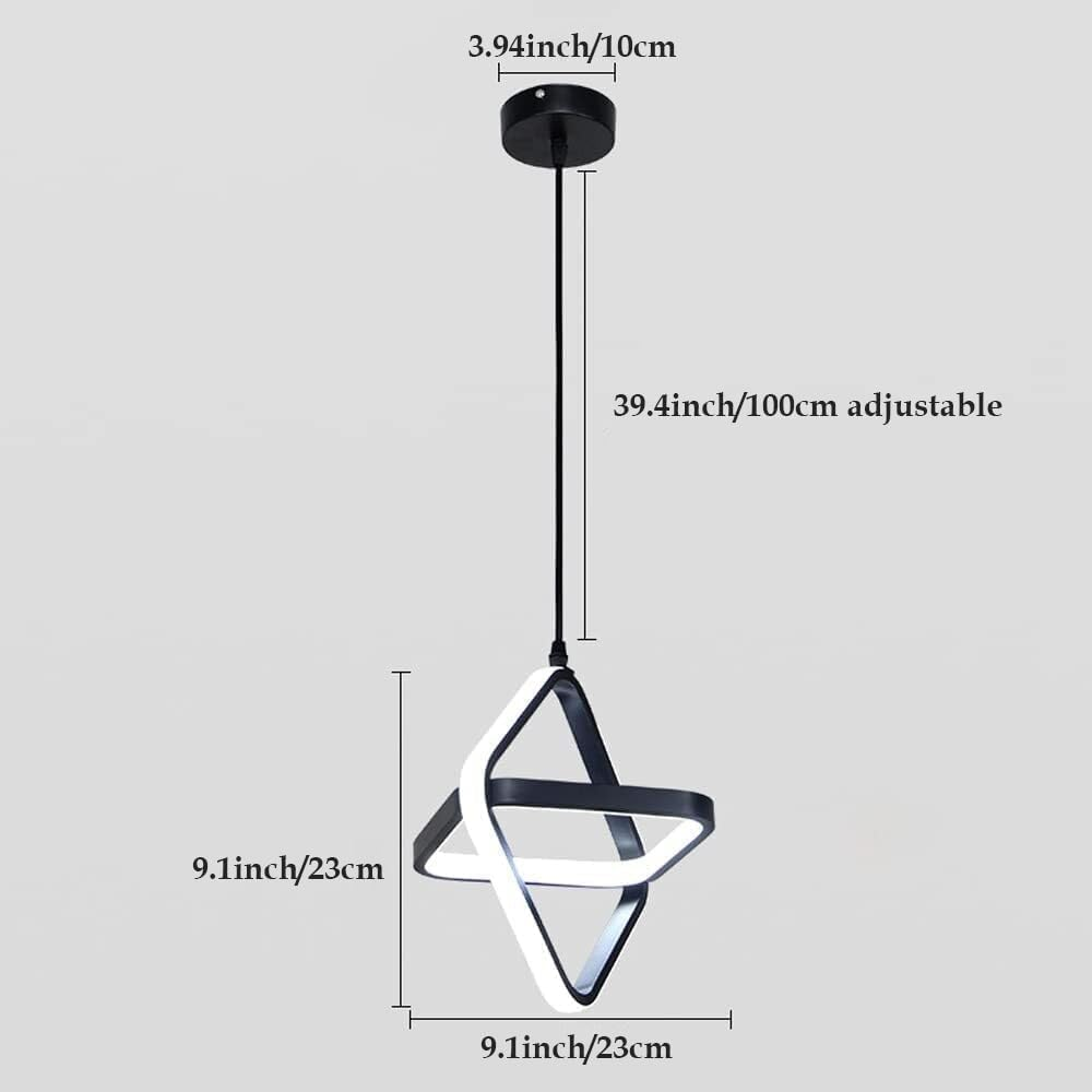 Modern Led Pendant Light,3-Color Dimmable Adjustable Hanging Chandelier for Dining Room Ceiling Lamp for Foyer Hallway Island Cafe-Black (Double Square-Black-New) image number 3