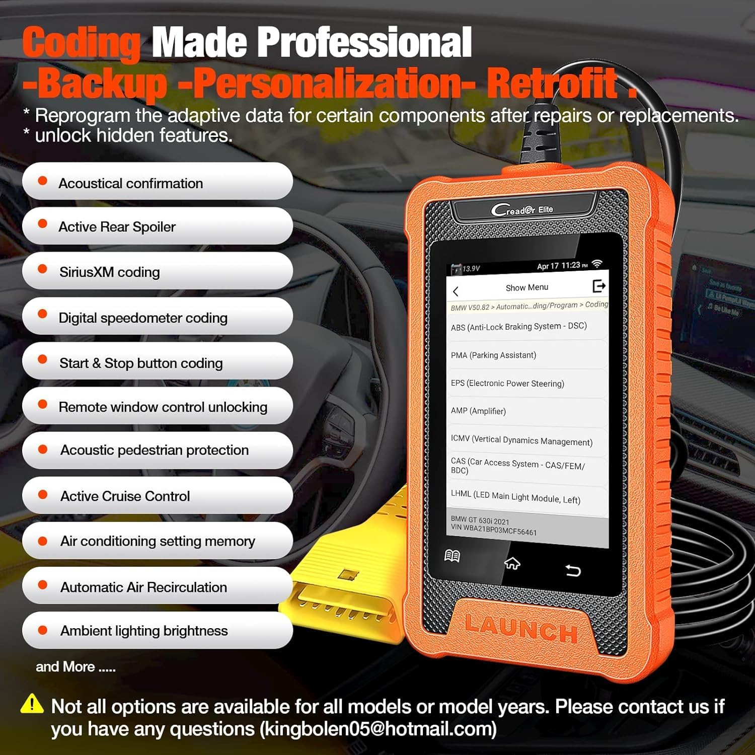 LAUNCH X431 Creader Elite OBD2 Diagnostic Tool for Bmw/For Mini/For Rolls Royce Same Function as LAUNCH X431 Diagnostic Tool Complete System, 50+ Reset, Bi-Directional Control, ECU Coding image number 2