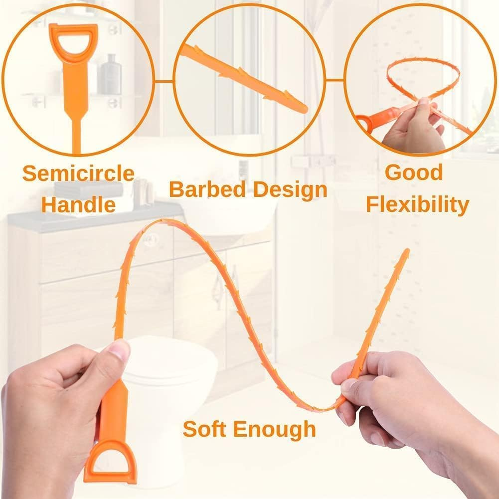 Hair Snake Tool Drain Opener Hair Clog Remover Sink Snake, 6Pcs Drain Clog Remover Tool, Drain Cleaner Hair Clog Remover, Shower Drain Clog Remover Tool, Sink Snake, Drain Hair Remover, 20 Inch/50Cm image number 6