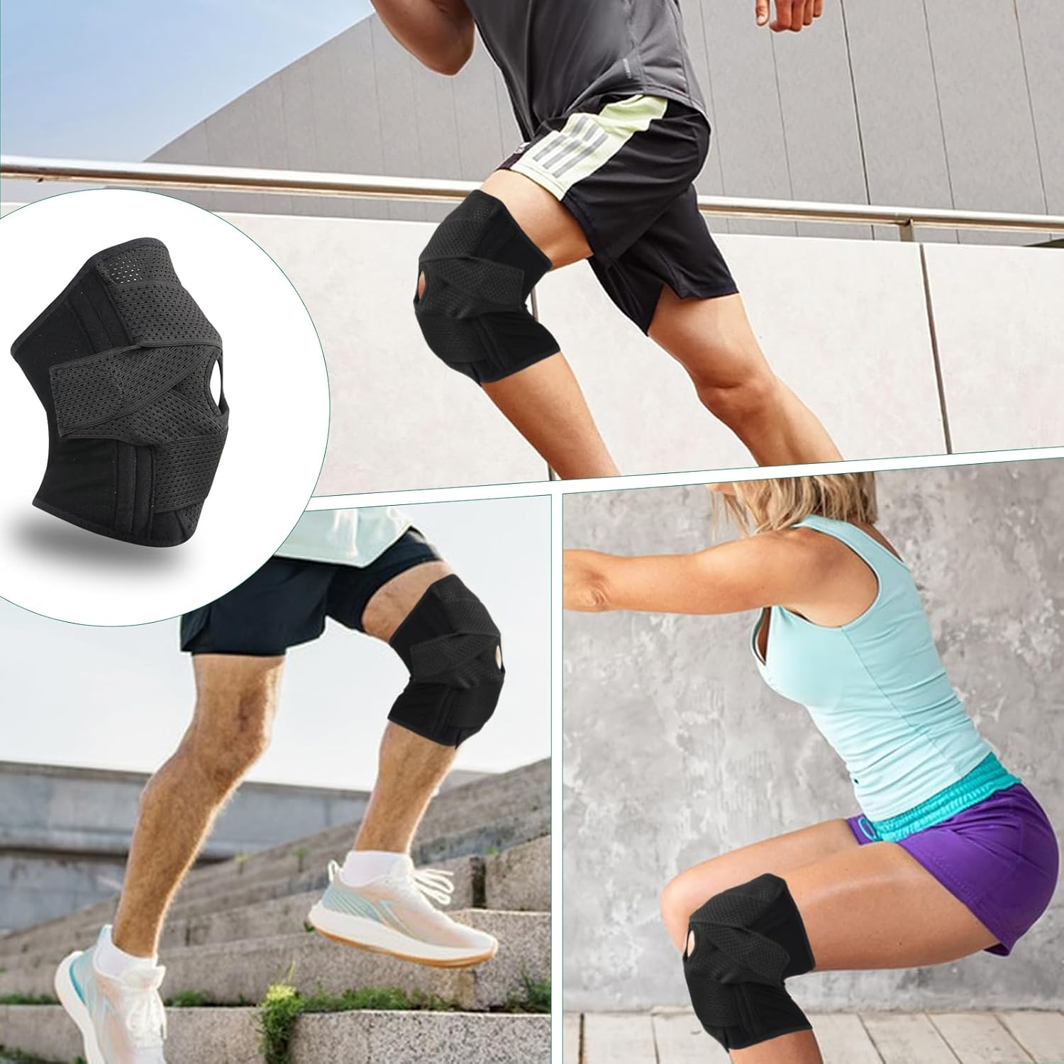 Adjustable Knee Brace with Side Stabilizers,Knee Support for Men Women,Knee Wrap Stabilizer for Acl,Meniscus Tear, Pain Relief,Sports Knee Compression Sleeve (L) image number 6