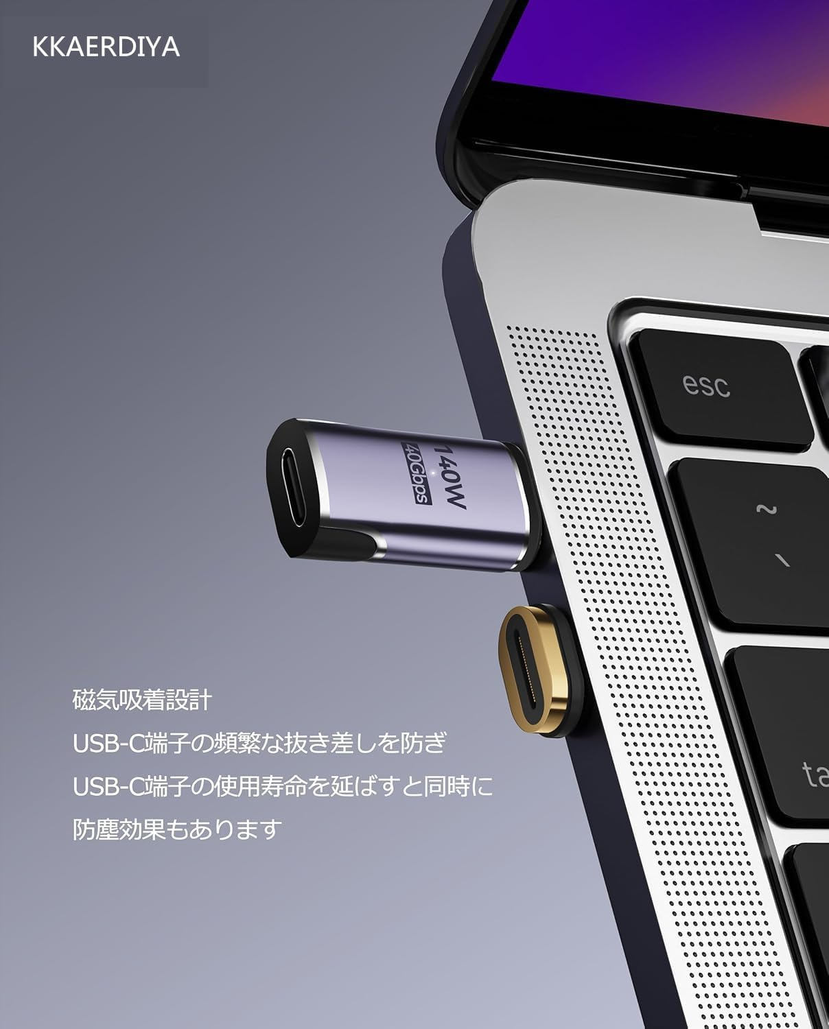 Magnet USB Type C Adapter 40Gbps,Usb C Male to Female Adapter Supports 8K@60HZ and 100W Fast Charging Compatible with Thunderbolt 3/4,Type C Interface Devices (2) image number 5