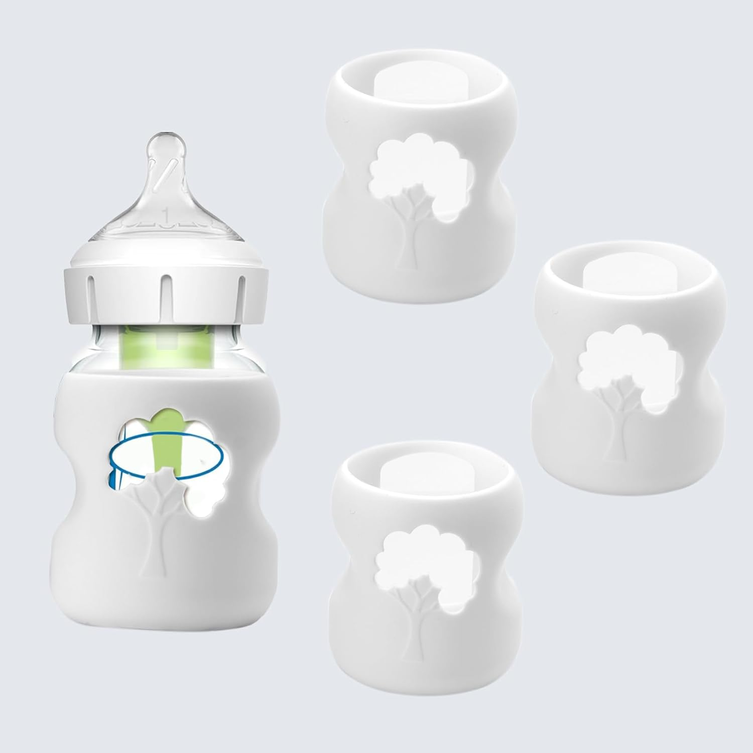 3 Pack White Silicone Sleeves for Dr. Brown'S Glass Baby Bottles 5Oz, Anti-Slip & Anti-Breakage Design, Compatible with Dr. Brown'S Wide-Neck Glass Bottles (5 Ounce)