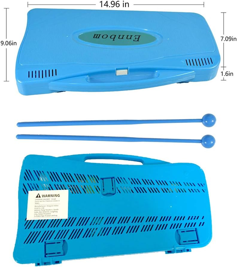ENNBOM 25 Notes Vibraphone Xylophone Glockenspiel Black Blue Percussion Instrument with Case (Blue Case- Blue)