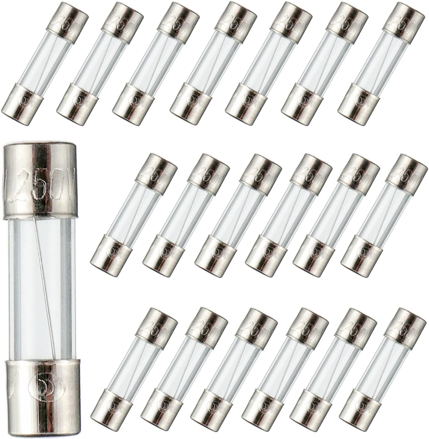 BOJACK 5X20Mm 0.2 a 0.2 Amp 250 V 0.2X0.78 Inch F0.2AL250V Fast Blow Glass Fuses(Pack of 20 Pcs)