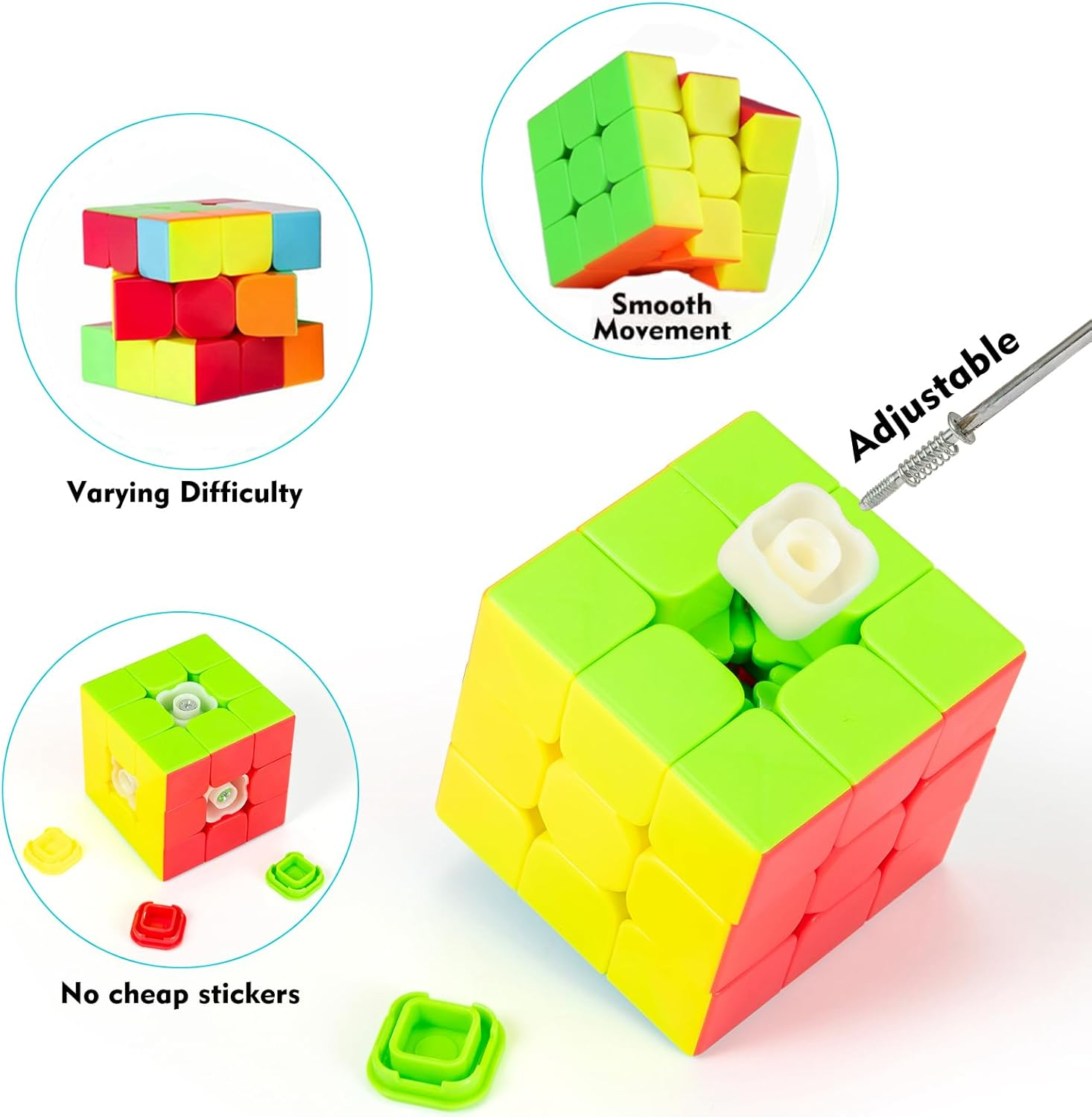 Speed Cube 3X3X3 Jurnwey Stickerless with Cube Tutorial - Turning Speedly Smoothly Magic Cubes 3X3 Puzzle Game Brain Toy for Kids and Adult image number 3