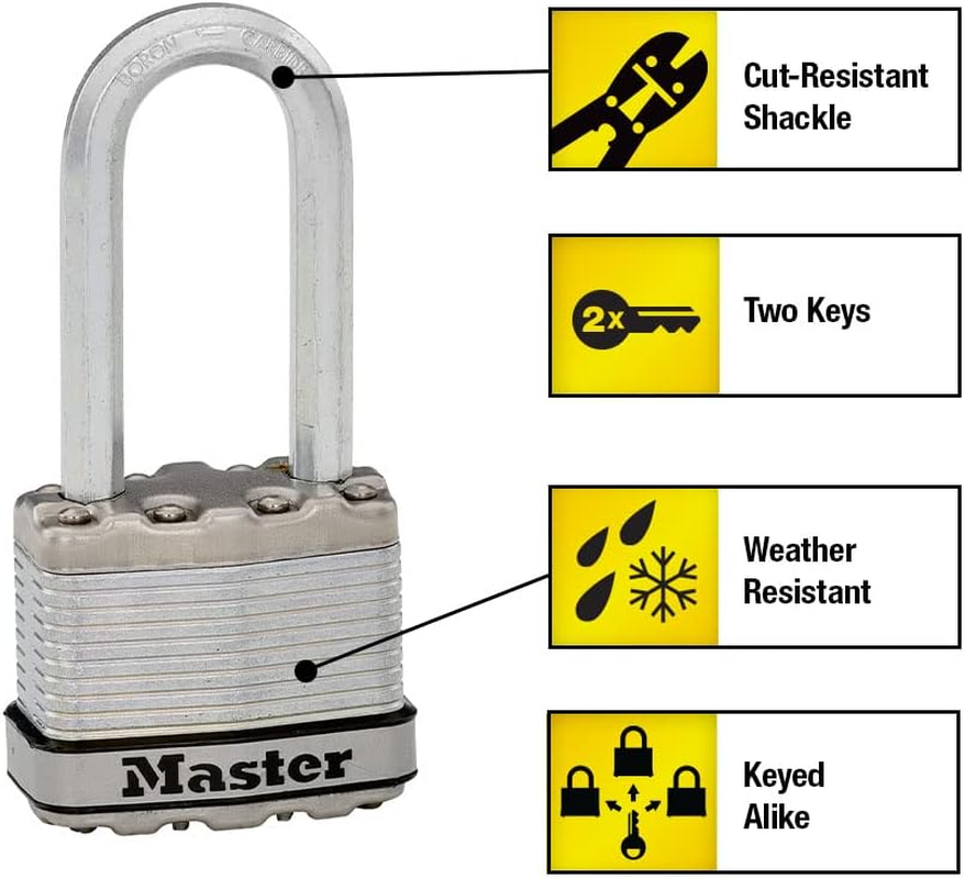 Master Lock M1XTRILH Magnum Laminated Steel Padlock with Shackle, 45 Mm Size (Pack of 3) image number 1
