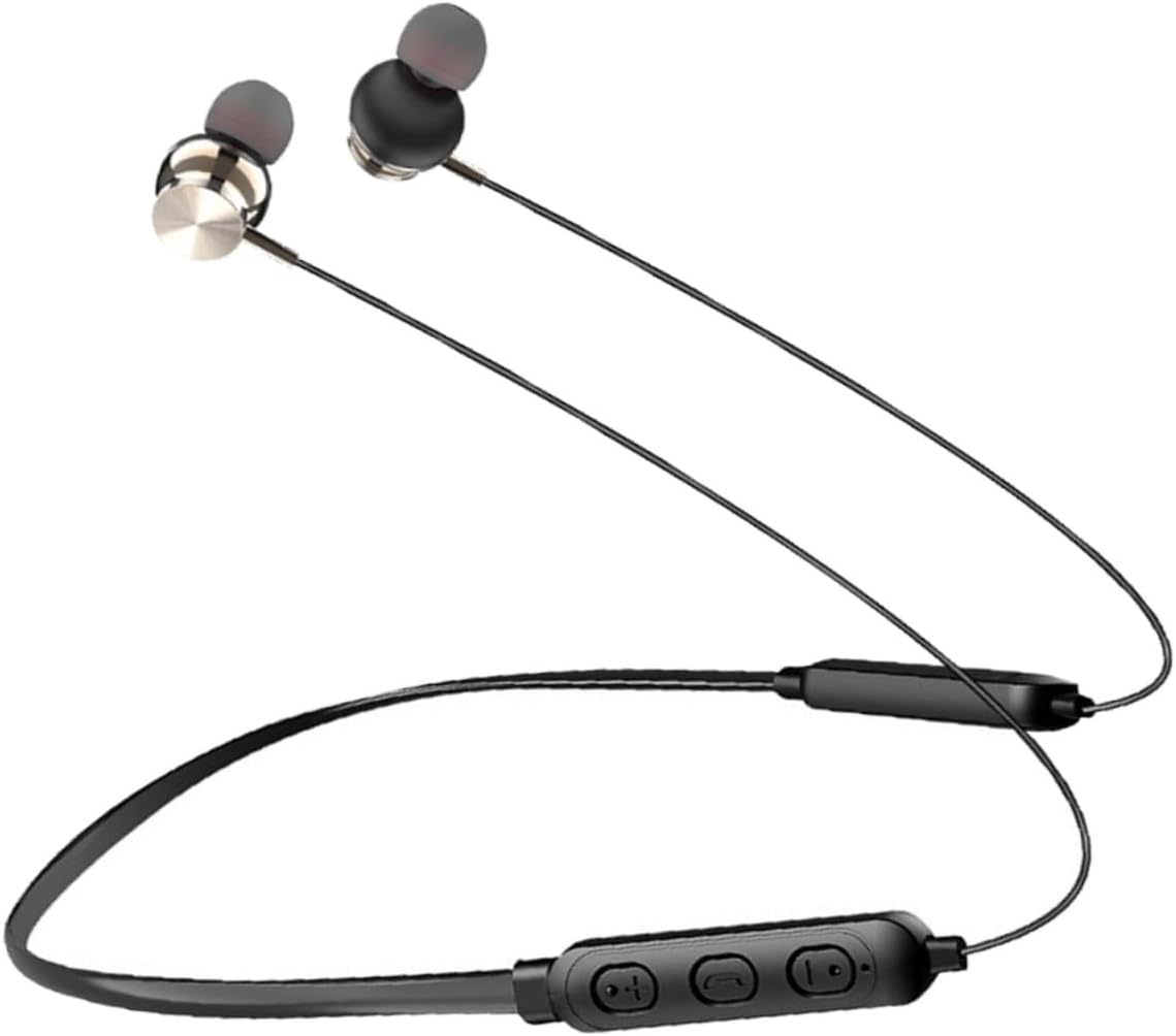 SHINEOFI 5.0 Neck Hanging Wireless Headset Waterproof In-Ear Sports Earbuds Magnetic Stereo Earphones for Active Lifestyle Black image number 4