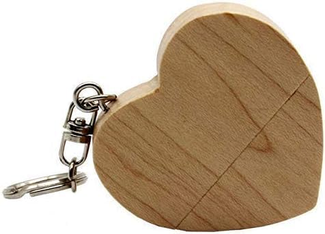 Heart-Shaped Wood 2.0/3.0 USB Flash Drive USB Disk Memory Stick with Wooden (3.0/64GB)