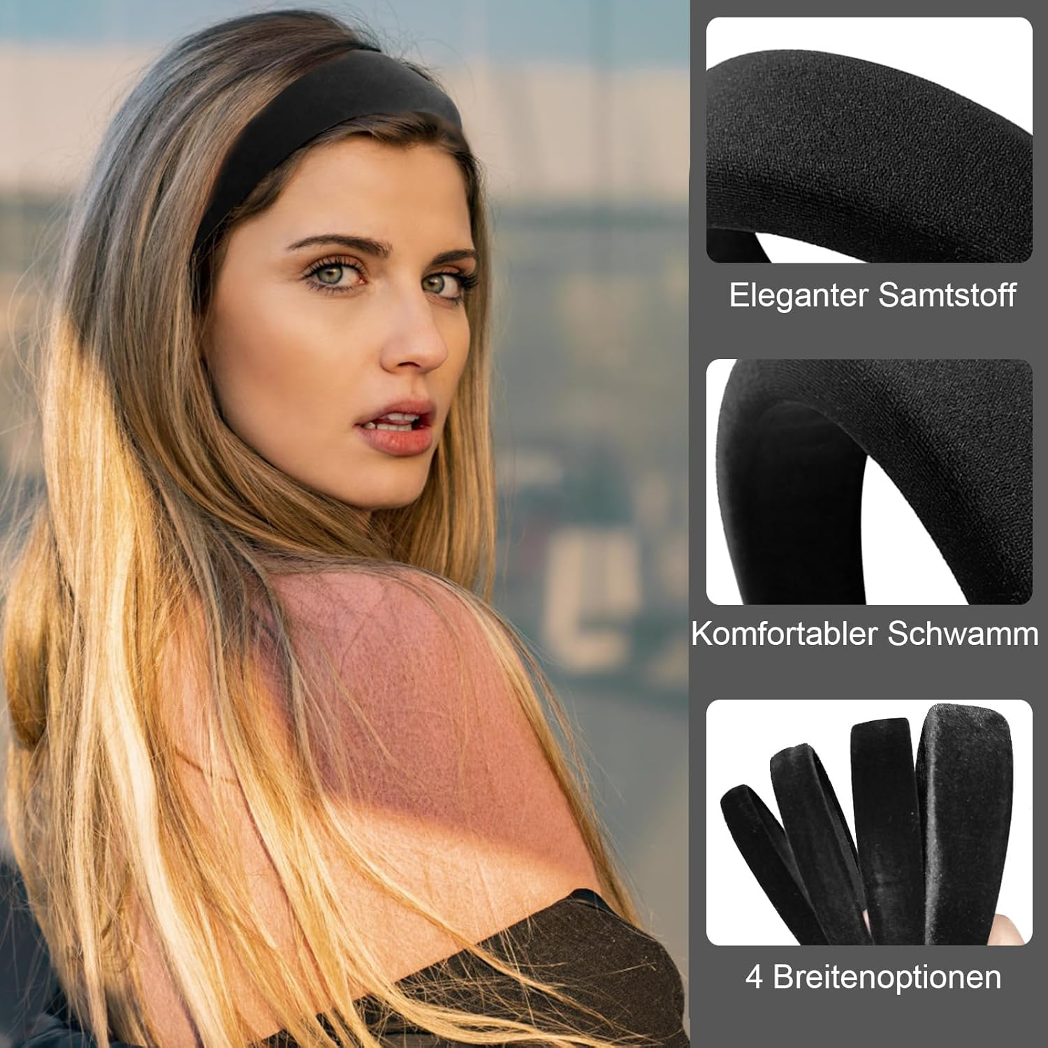 ZOCONE Pack of 4 Velvet Headbands Women'S Wide Vintage Thick and Thin Headband Wide Sponge Elegant Headbands for Women Girls (Black, Multiple Sizes) image number 3