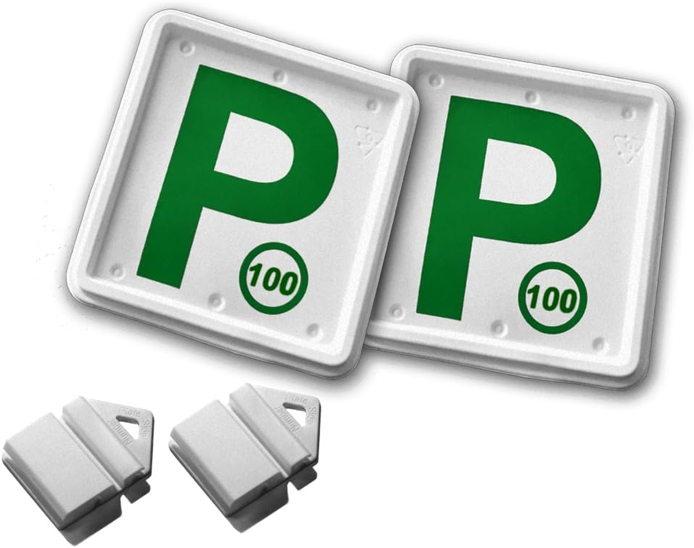 Clip It on Clips Easy to Attached & Removed from Licence Plate 2 White Clip with 2 P/L Plate (Red P)