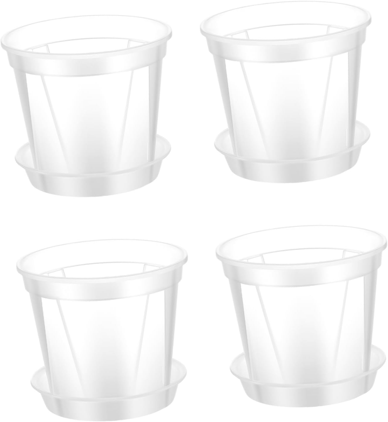 PHENOFICE 4Pcs Breathable Orchid Flower Pots with Drainage Trays 0.3 Gallon Plastic Nursery Planters for Indoor and Outdoor Plants Gardening image number 6
