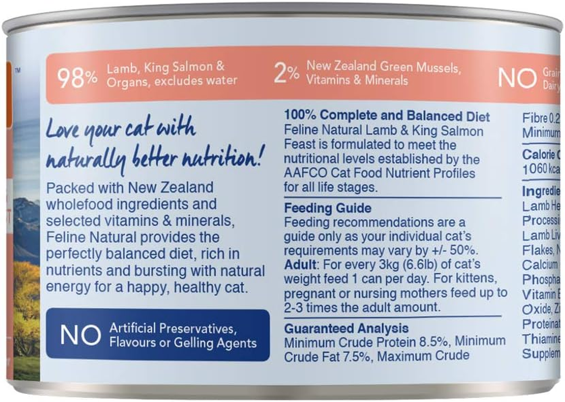 Feline Natural Wet Cat Food Pate - Lamb & Salmon Feast, 170G (Pack of 12), Grain-Free Recipe, New Zealand Sourced Ingredients image number 3