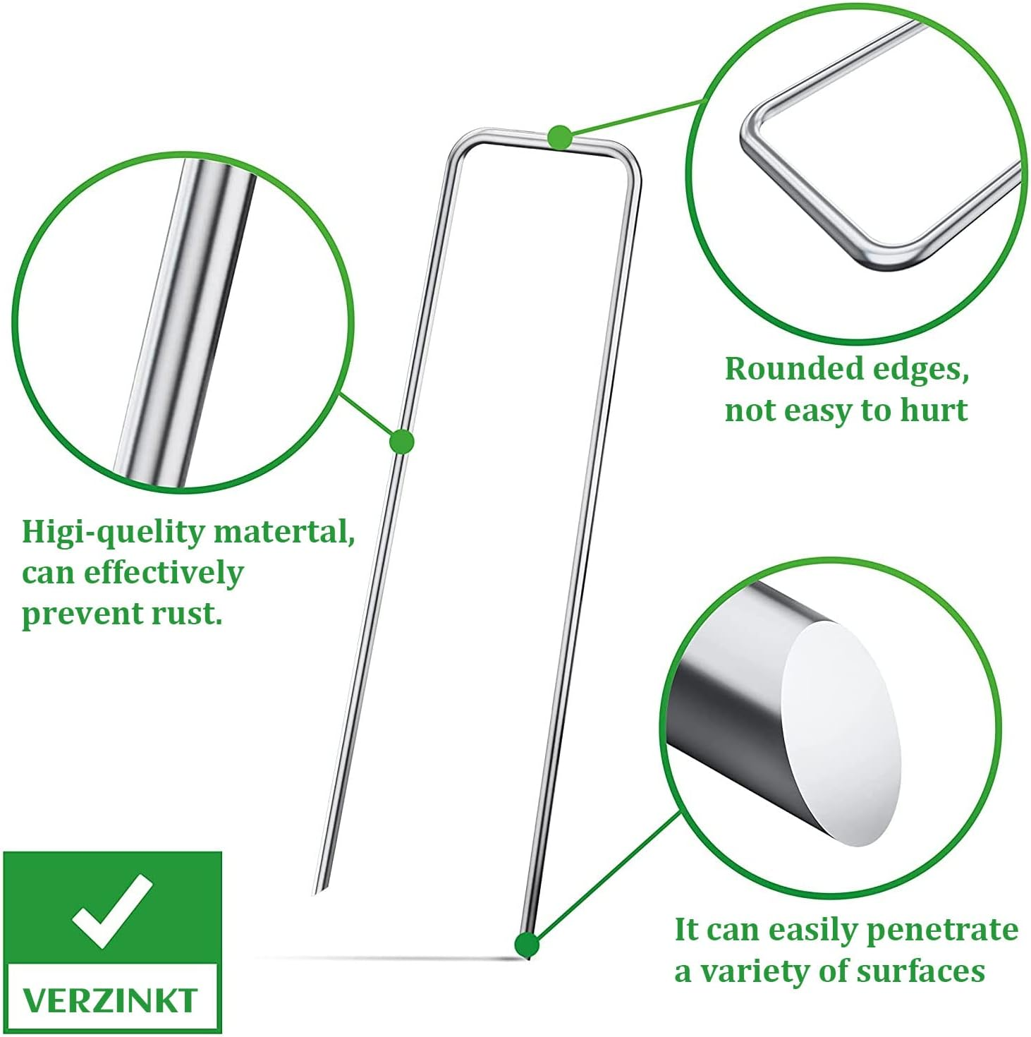 Garden Staples, 30 Pcs Stakes Heavy Duty, U Shaped Galvanized Pins for Garden Sod for Lawn Securing Ground Fabric (Silver) image number 4