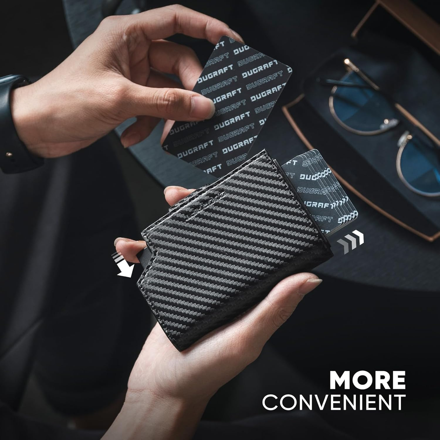 DUGRAFT Card Holder Wallet with Coin Pocket Magnetic Closure RFID Blocking Pop up Cards with ID Window & Money Organizers image number 3