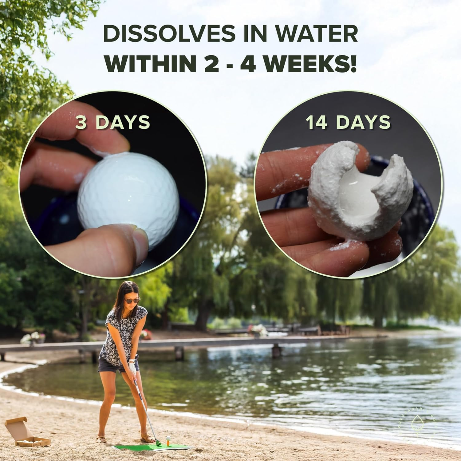 Biodegradable Golf Balls | Water Dissolvable Golf Balls, Eco Friendly Golf Gift | Water Soluble for Driving Ranges near Water, Perfect for Outdoor Practice | Dissolves in 2-4 Weeks image number 3