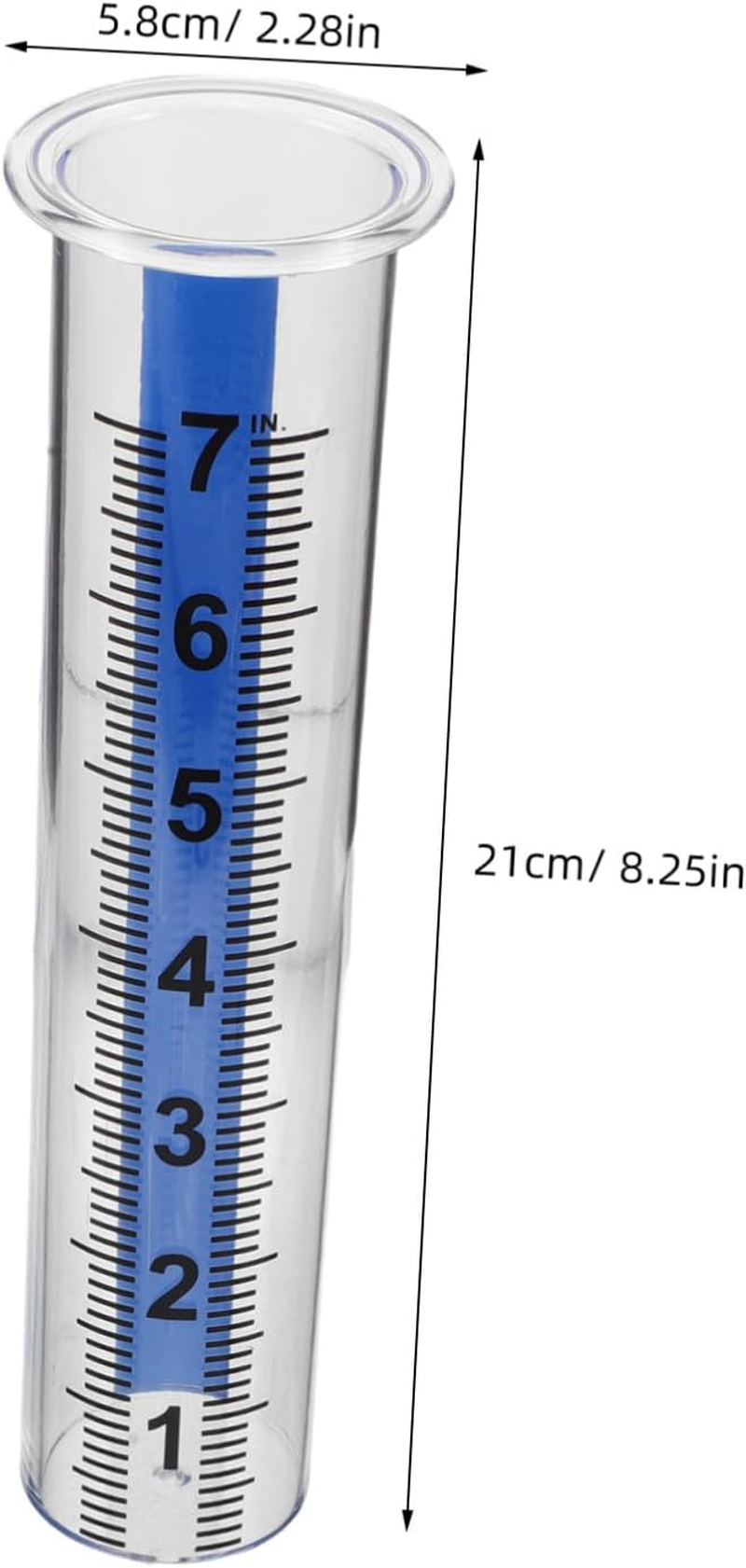 4PCS Transparent Rain Gauge Tubes Blue Base Plastic Outdoor Rainfall Measurement for Garden Lawn Greenhouse and School Use with Easy Installation and Scale image number 1